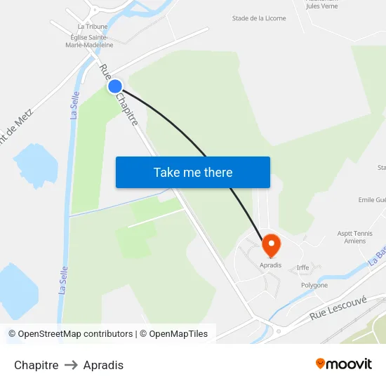 Chapitre to Apradis map