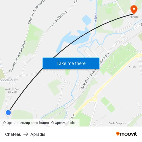 Chateau to Apradis map