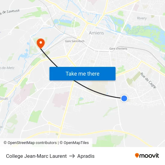 College Jean-Marc Laurent to Apradis map