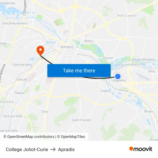 College Joliot-Curie to Apradis map