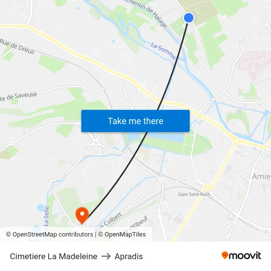 Cimetiere La Madeleine to Apradis map