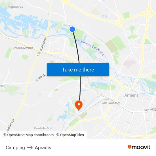 Camping to Apradis map