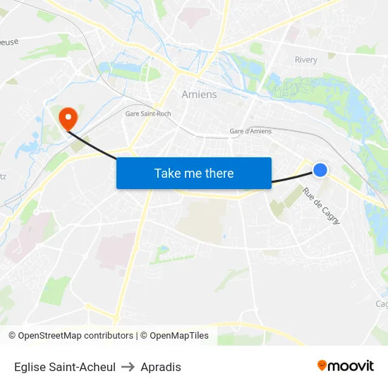 Eglise Saint-Acheul to Apradis map