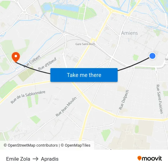 Emile Zola to Apradis map