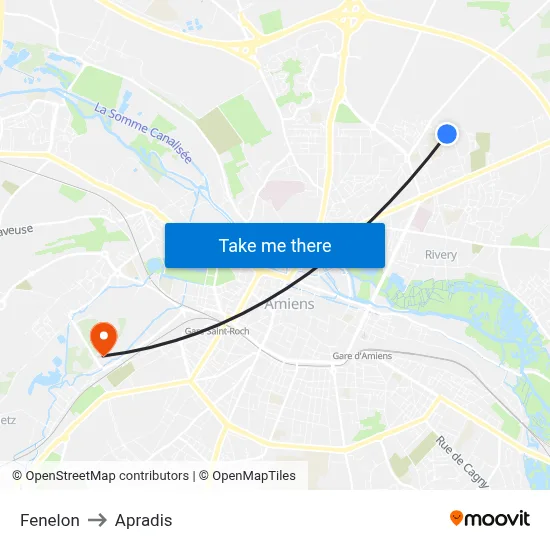 Fenelon to Apradis map