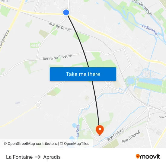 La Fontaine to Apradis map