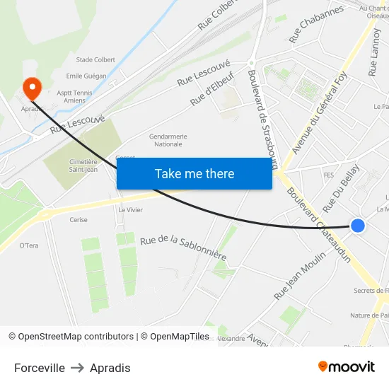 Forceville to Apradis map