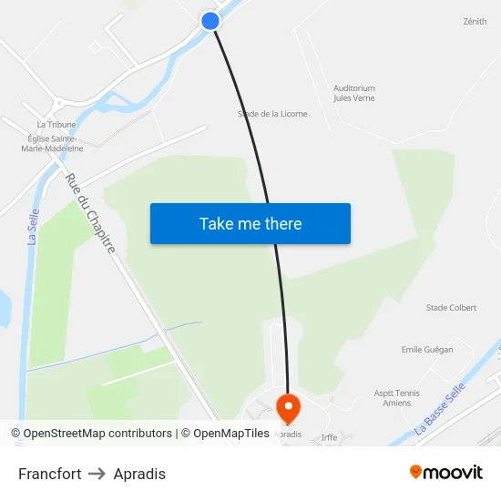 Francfort to Apradis map