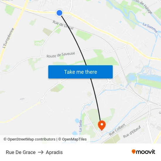 Rue De Grace to Apradis map