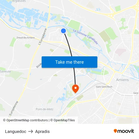 Languedoc to Apradis map