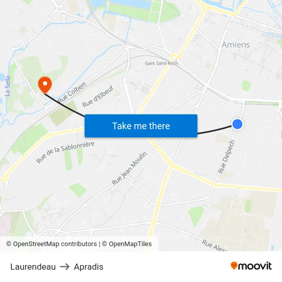 Laurendeau to Apradis map