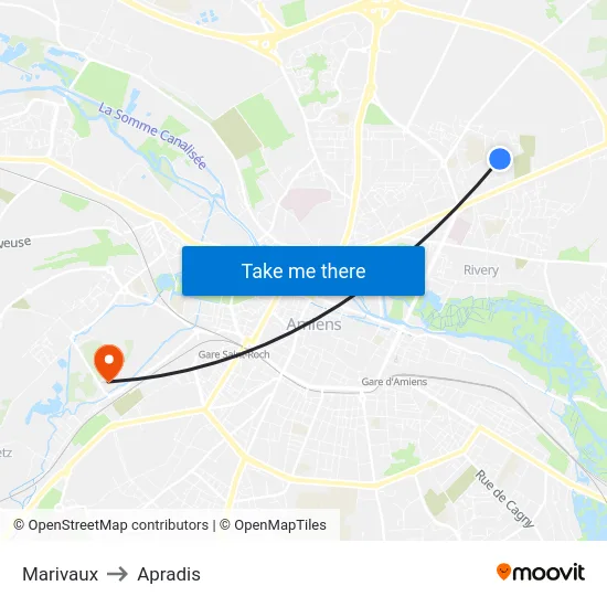 Marivaux to Apradis map