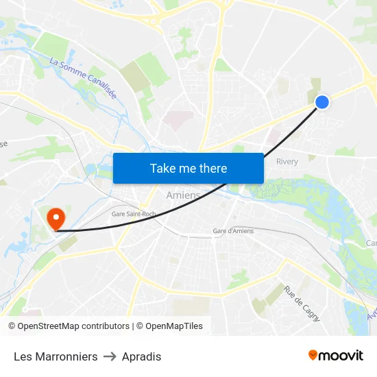 Les Marronniers to Apradis map