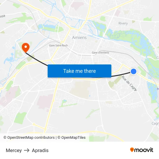 Mercey to Apradis map