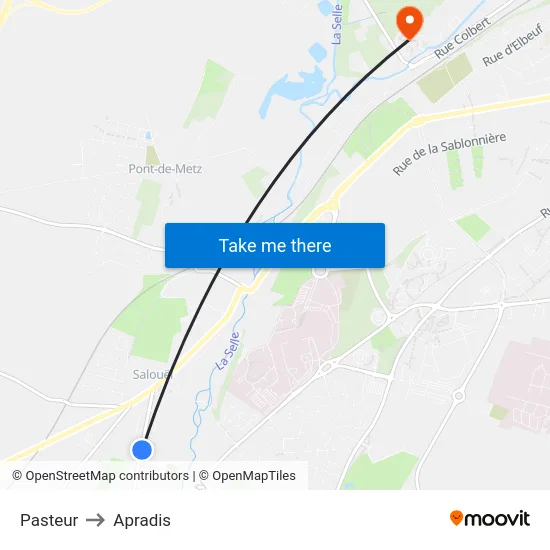 Pasteur to Apradis map
