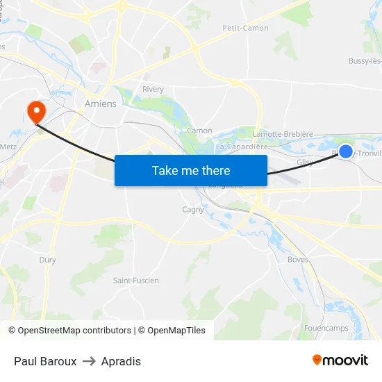 Paul Baroux to Apradis map