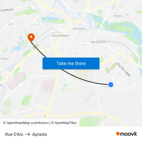 Rue D'Aix to Apradis map