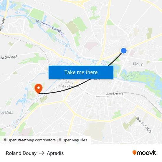 Roland Douay to Apradis map