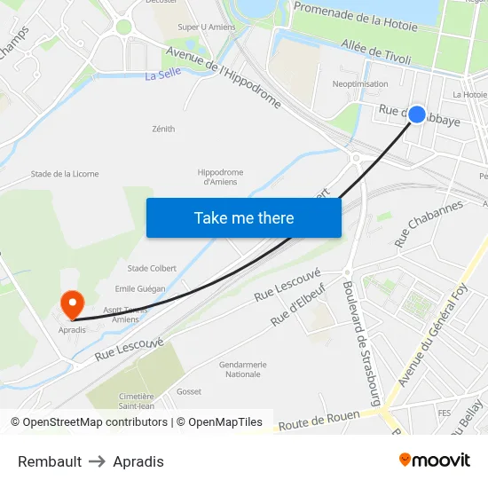 Rembault to Apradis map