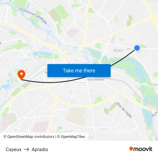 Cayeux to Apradis map