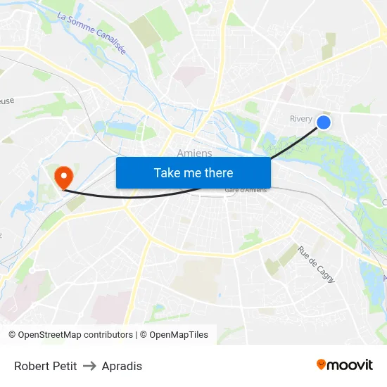 Robert Petit to Apradis map