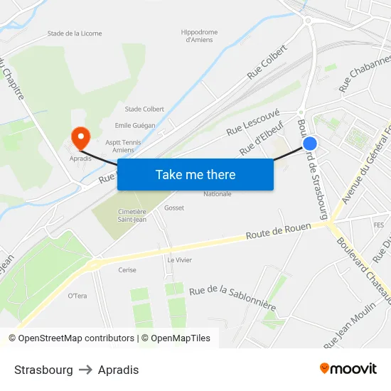 Strasbourg to Apradis map