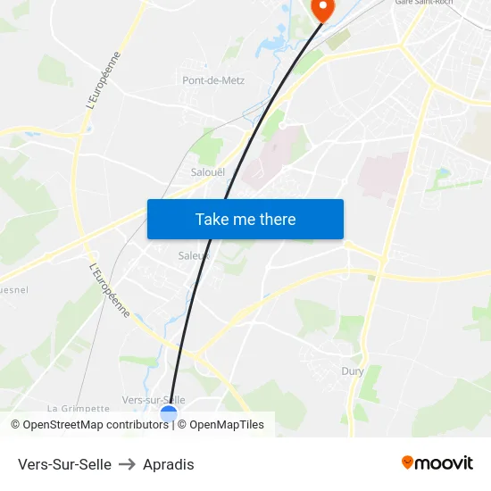 Vers-Sur-Selle to Apradis map