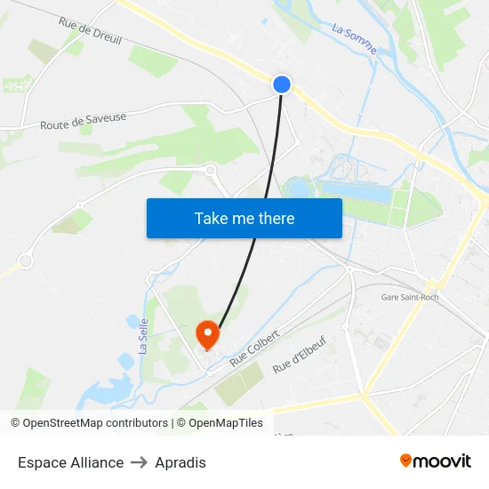 Espace Alliance to Apradis map
