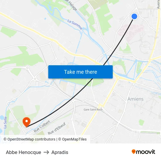 Abbe Henocque to Apradis map