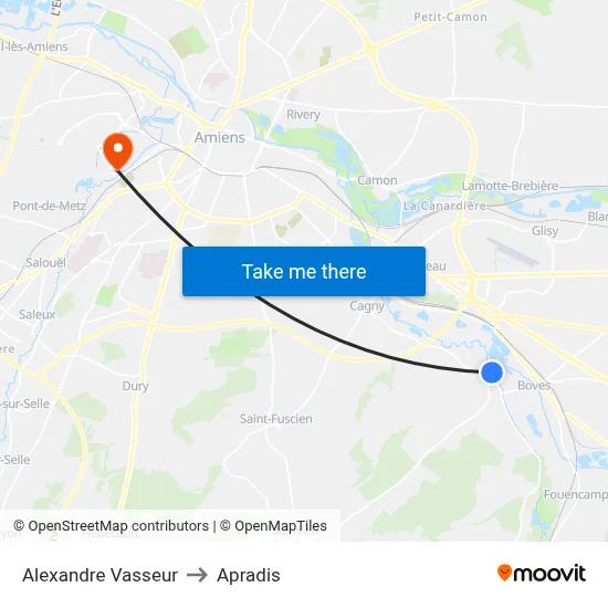 Alexandre Vasseur to Apradis map