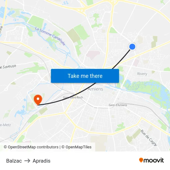 Balzac to Apradis map