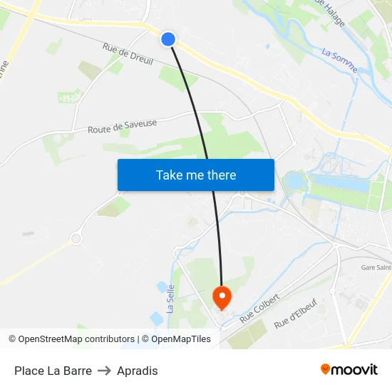 Place La Barre to Apradis map