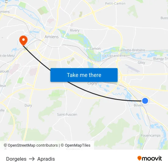 Dorgeles to Apradis map