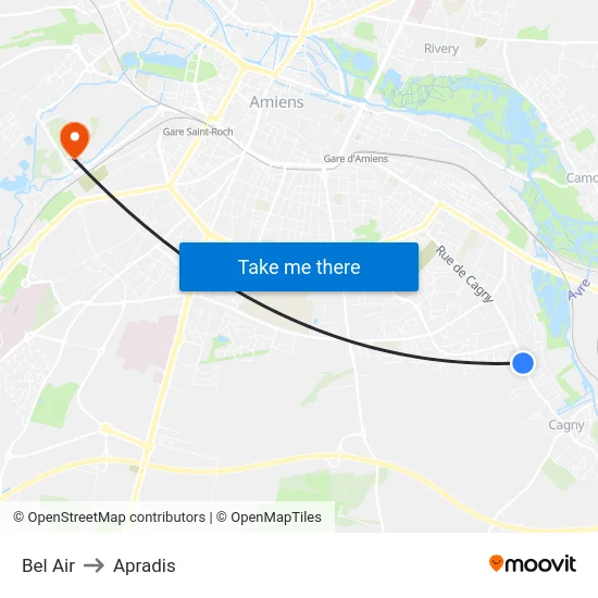 Bel Air to Apradis map