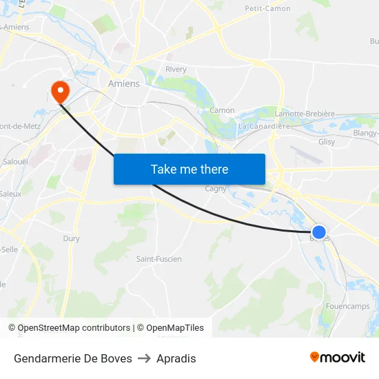 Gendarmerie De Boves to Apradis map