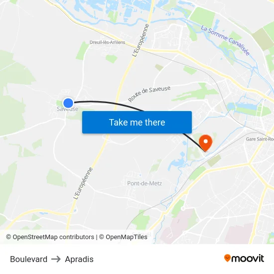 Boulevard to Apradis map