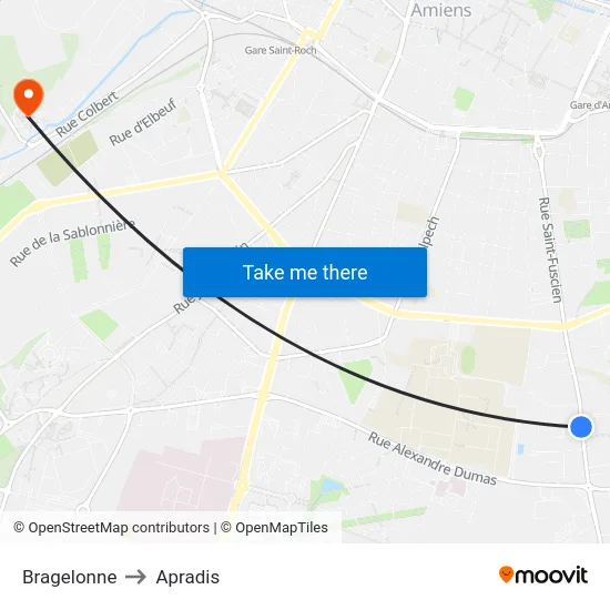 Bragelonne to Apradis map