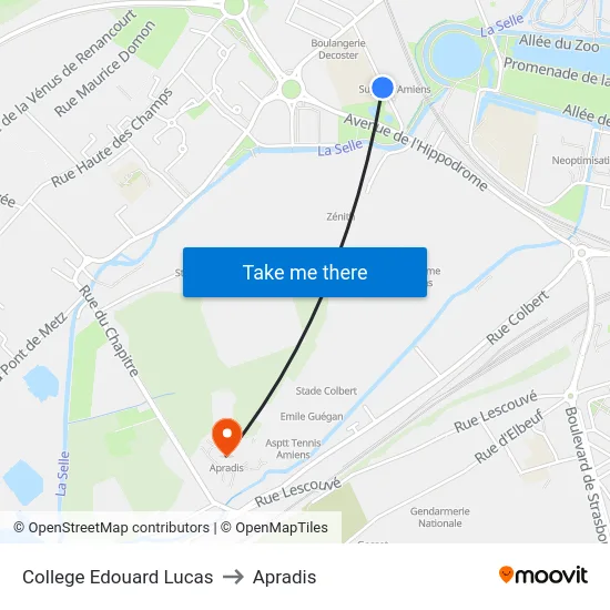 College Edouard Lucas to Apradis map