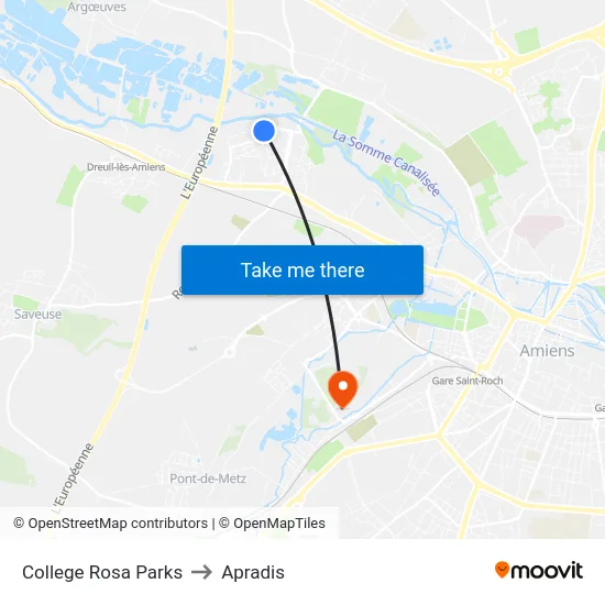 College Rosa Parks to Apradis map