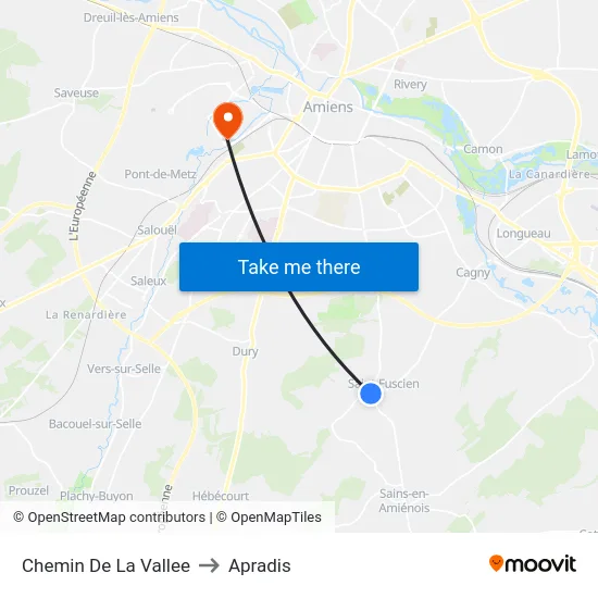 Chemin De La Vallee to Apradis map