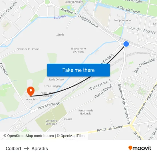 Colbert to Apradis map