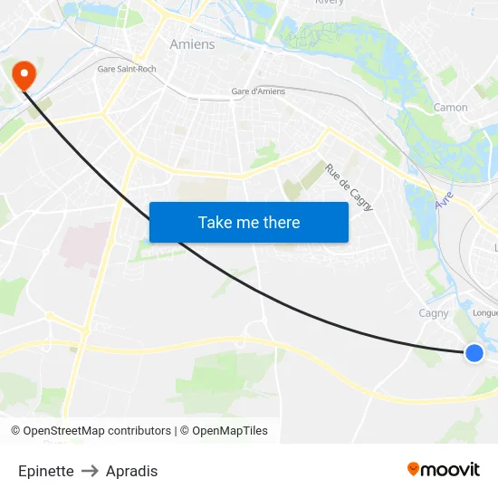 Epinette to Apradis map