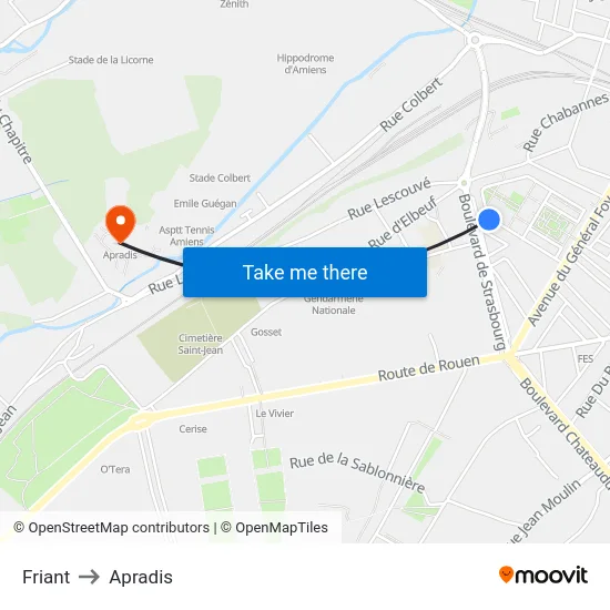 Friant to Apradis map