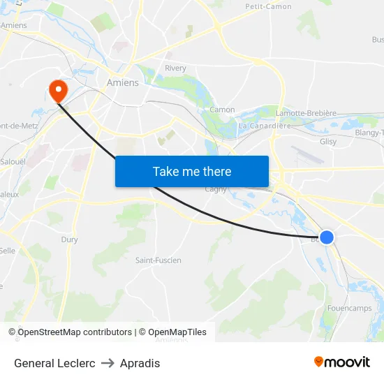 General Leclerc to Apradis map