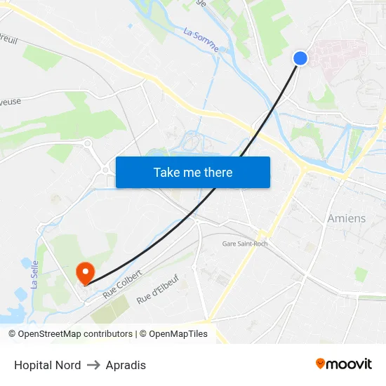 Hopital Nord to Apradis map