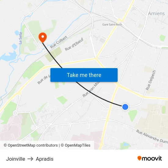 Joinville to Apradis map