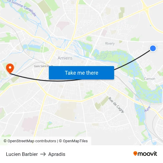 Lucien Barbier to Apradis map