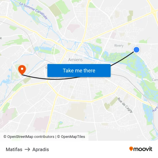 Matifas to Apradis map