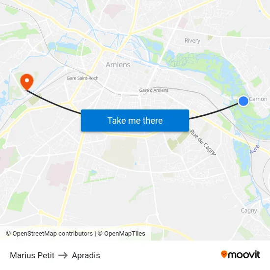 Marius Petit to Apradis map