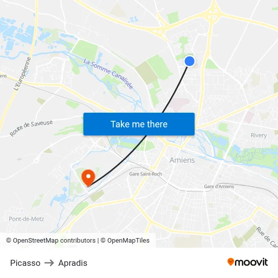 Picasso to Apradis map